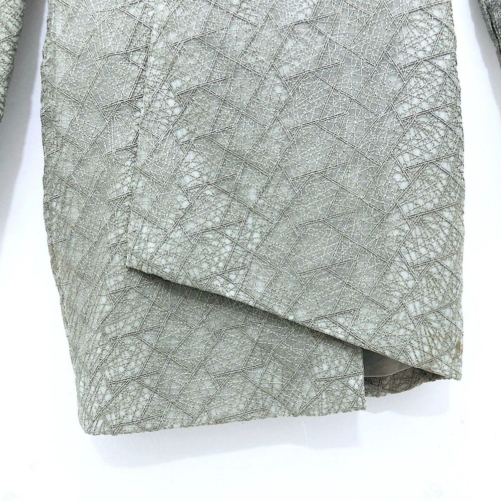 Misha Collection Metallic Sage Gray Lace Luxury Natasha Mini Dress Size 4 - Picture 13 of 16